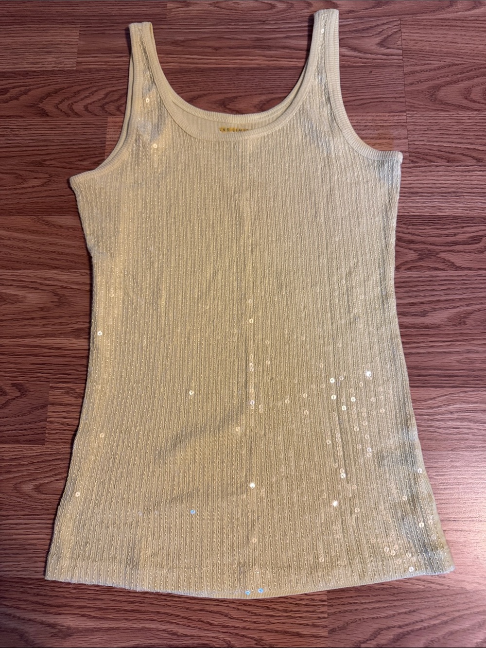 The Limited Pale Yellow Sequin-Trim Ribbed Tank